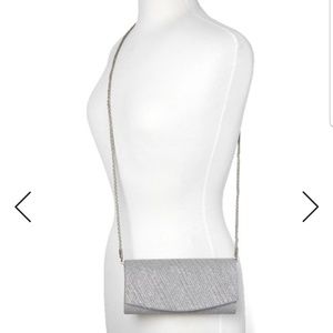 New Silver Clutch with crossbody strap